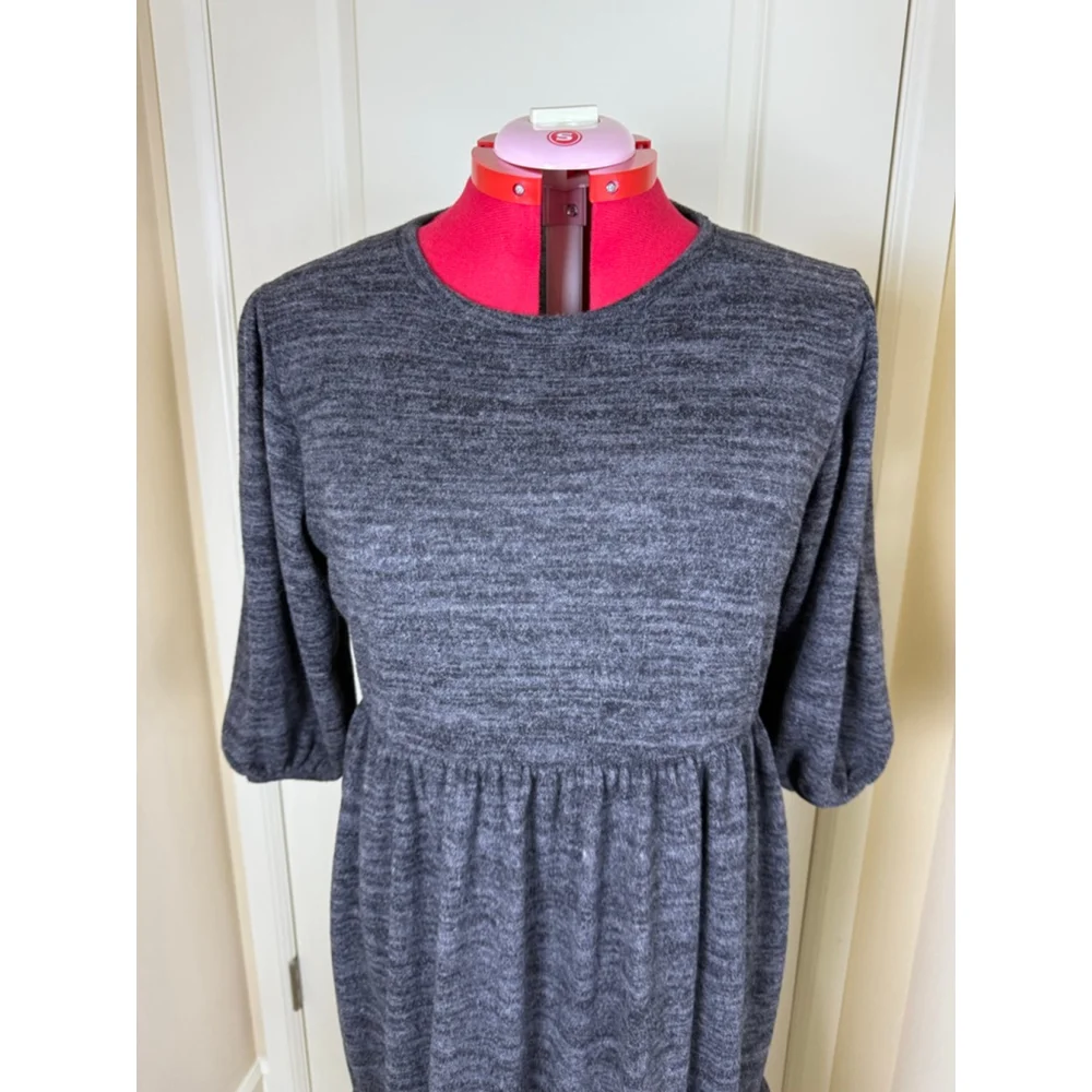 Women's Velvet Torch Grey Marled Tiered Midi Dress XL